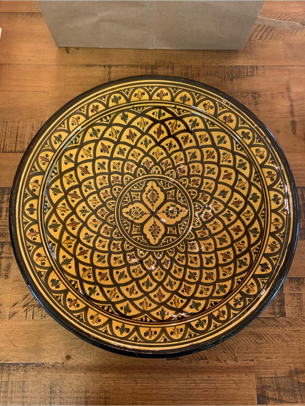 Moroccan Hand-Painted Yellow Ceramic Decorative Plate